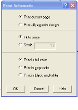 Schematic print dialog box